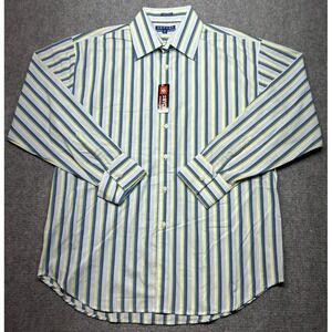 NYCS Shirt Mens XL Multicolor Striped Long Sleeve Button Up Polycotton New